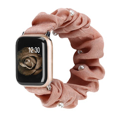 iwatch women's fashion composite elastic pearl satin apple watch band