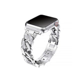 Apple Watch Armband aus Denimkette und diamantbesetztem Metall