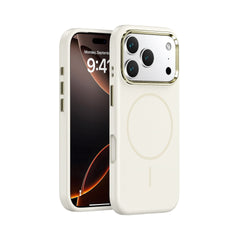 17 Series Metal Lens Phone Case, Liquid Silicone Simple Phone Protective Cover