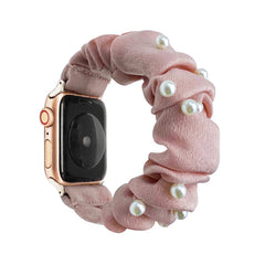 iwatch women's fashion composite elastic pearl satin apple watch band