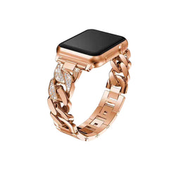 Denim chain and diamond-studded metal Apple Watch band