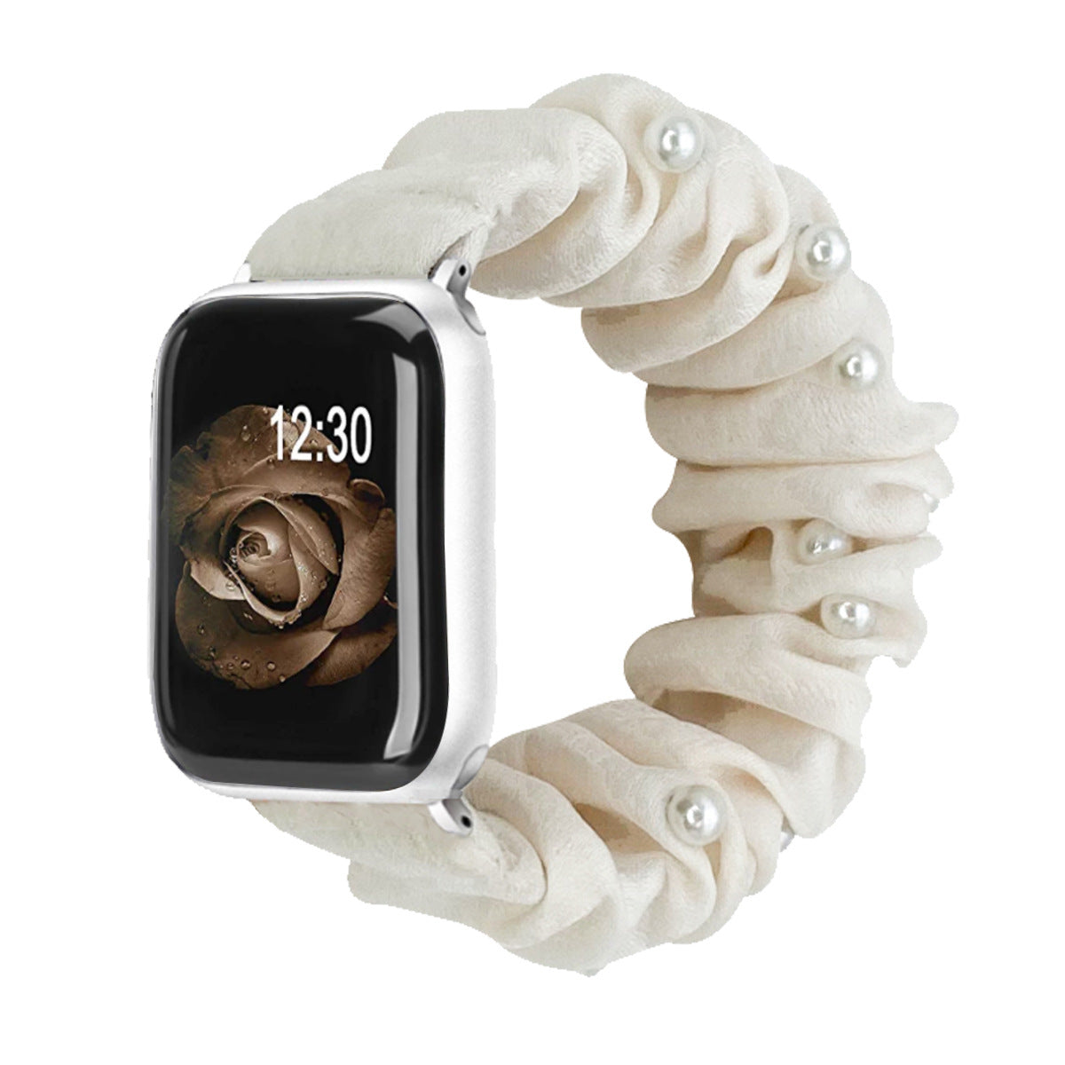 iwatch women's fashion composite elastic pearl satin apple watch band