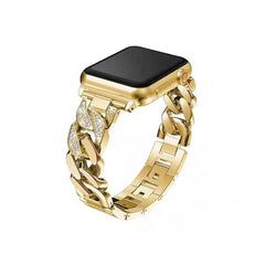 Denim chain and diamond-studded metal Apple Watch band