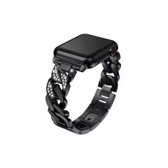 Denim chain and diamond-studded metal Apple Watch band