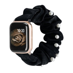 iwatch women's fashion composite elastic pearl satin apple watch band